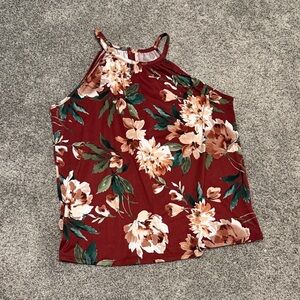 Papermoon Floral Tank Top - Burgundy and Cream